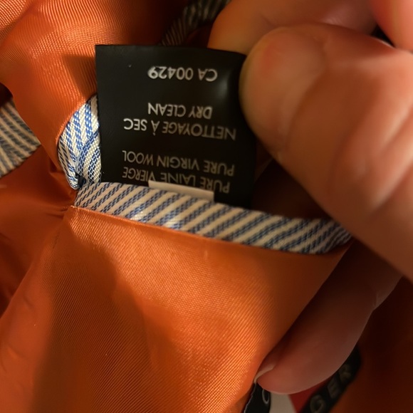 TOMMY HILFIGER Mens Pure Virgin Wool Blazer Gray Orange - Picture 3 of 3